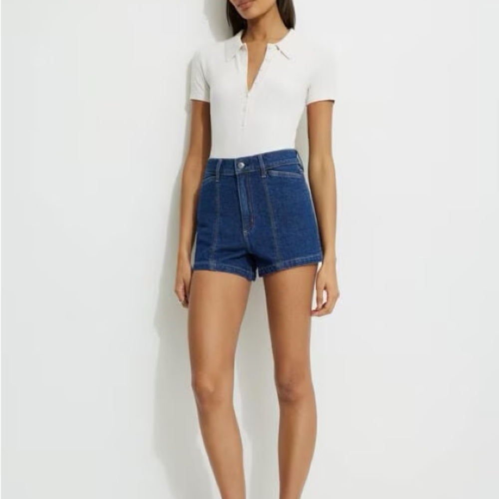 Pintuck High Rise Micro Denim Shorts